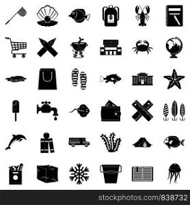 Basket icons set. Simple style of 36 basket vector icons for web isolated on white background. Basket icons set, simle style