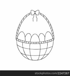 Basket of Easter eggs. Icon in the style of Doodle. Vector Illustration for the Easter holiday.