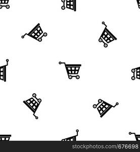 Basket on wheels pattern repeat seamless in black color for any design. Vector geometric illustration. Basket on wheels pattern seamless black