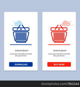 Basket, Retail, Shopping, Cart Blue and Red Download and Buy Now web Widget Card Template
