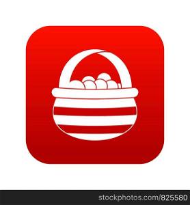 Basket with cranberries icon digital red for any design isolated on white vector illustration. Basket with cranberries icon digital red