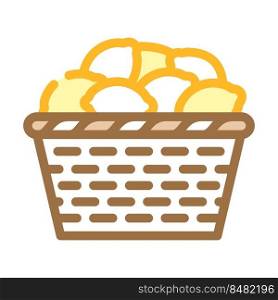 basket with lemons color icon vector. basket with lemons sign. isolated symbol illustration. basket with lemons color icon vector illustration