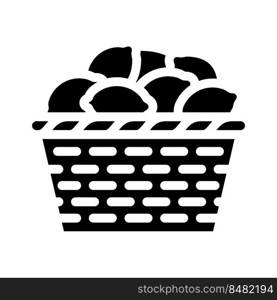 basket with lemons glyph icon vector. basket with lemons sign. isolated symbol illustration. basket with lemons glyph icon vector illustration