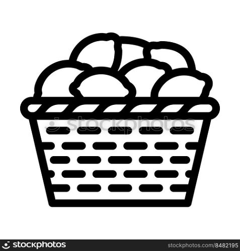 basket with lemons line icon vector. basket with lemons sign. isolated contour symbol black illustration. basket with lemons line icon vector illustration