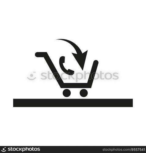 Basket with phone icon. Vector illustration. EPS 10. Stock image.. Basket with phone icon. Vector illustration. EPS 10.