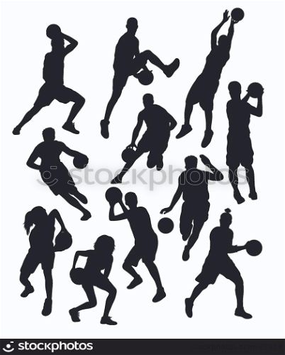 Basketball Activity and Action Silhouettes, art vector design