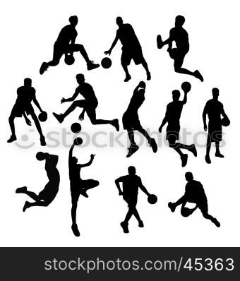 Basketball Activity and ActionSport Silhouettes, art vector design