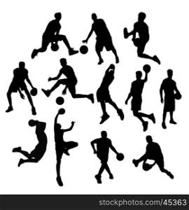 Basketball Activity and ActionSport Silhouettes, art vector design