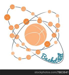Basketball as an atom movement. The file is vector and contains transparencies.
