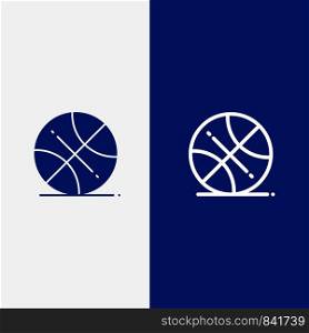 Basketball, Ball, Sports, Usa Line and Glyph Solid icon Blue banner Line and Glyph Solid icon Blue banner