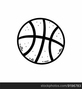 Basketball ball. Vector doodle illustration. Black and white icon. Sketch.