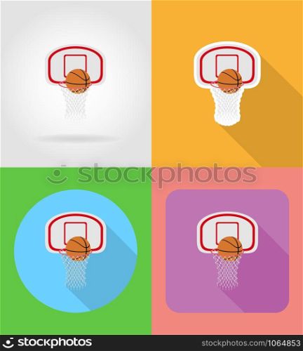 basketball basket and ball flat icons vector illustration isolated on background