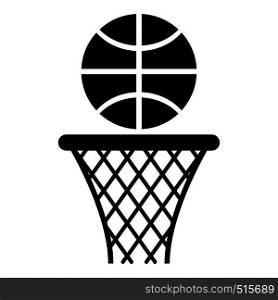 Basketball basket and ball Hoop net and ball icon black color vector illustration flat style simple image