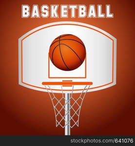 Basketball basket, hoop, ball isolated on white background. Vector illustration. Basketball