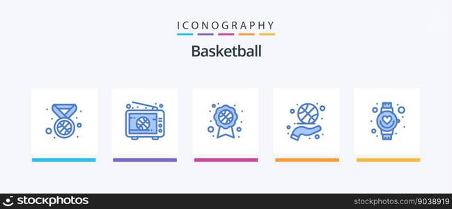 Basketball Blue 5 Icon Pack Including hand. sport. award badge. spin. fitness. Creative Icons Design