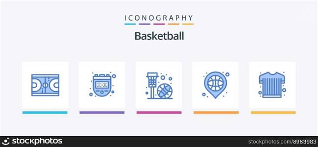 Basketball Blue 5 Icon Pack Including place. basketball. watch. basket.≠t. Creative Icons Design