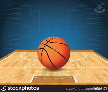 Basketball bracket court and ball vector image