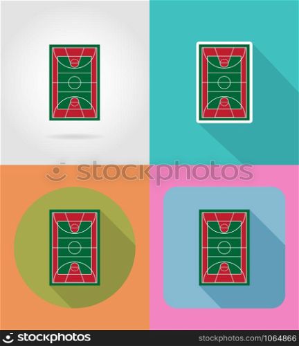 basketball court flat icons vector illustration isolated on background