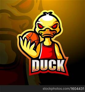 Basketball duck player mascot logo design