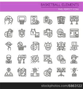 Basketball Element , Thin Line and Pixel Perfect Icons