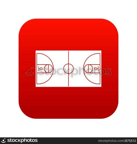 Basketball field icon digital red for any design isolated on white vector illustration. Basketball field icon digital red