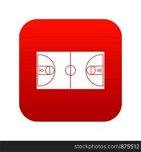 Basketball field icon digital red for any design isolated on white vector illustration. Basketball field icon digital red
