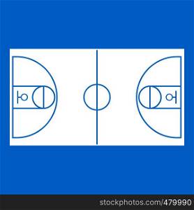 Basketball field icon white isolated on blue background vector illustration. Basketball field icon white