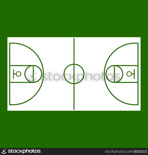 Basketball field icon white isolated on green background. Vector illustration. Basketball field icon green