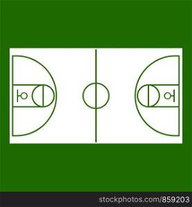 Basketball field icon white isolated on green background. Vector illustration. Basketball field icon green