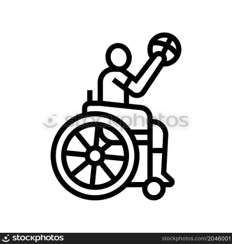 basketball game play handicapped athlete line icon vector. basketball game play handicapped athlete sign. isolated contour symbol black illustration. basketball game play handicapped athlete line icon vector illustration