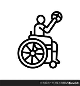 basketball game play handicapped athlete line icon vector. basketball game play handicapped athlete sign. isolated contour symbol black illustration. basketball game play handicapped athlete line icon vector illustration