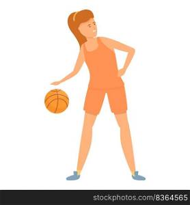 Basketball girl icon cartoon vector. Happy child. Sport school. Basketball girl icon cartoon vector. Happy child