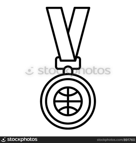 Basketball gold medal icon. Outline basketball gold medal vector icon for web design isolated on white background. Basketball gold medal icon, outline style