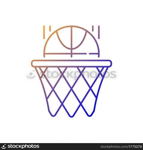 Basketball gradient linear vector icon. Team sport for exercise. Scoring goal with shooting ball in hoop. Thin line color symbols. Modern style pictogram. Vector isolated outline drawing. Basketball gradient linear vector icon