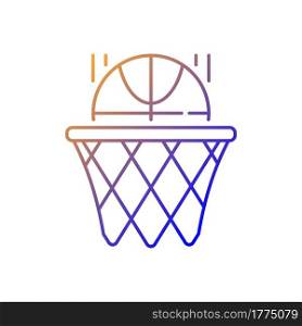 Basketball gradient linear vector icon. Team sport for exercise. Scoring goal with shooting ball in hoop. Thin line color symbols. Modern style pictogram. Vector isolated outline drawing. Basketball gradient linear vector icon