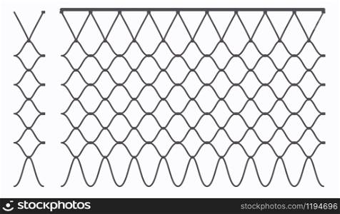 Basketball hoop ring outline net seamless pattern. Grid web links with garters. Abstract vector illustration. Metal chain texture