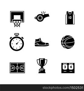 basketball icon set glyph style design