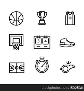 basketball icon set line art design editable stroke