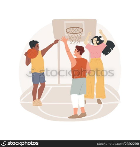 Basketball isolated cartoon vector illustration Physical education, high school, recreational athletics, basketball hoop, leisure time sport activity, student playing in gym vector cartoon.. Basketball isolated cartoon vector illustration