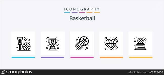 Basketball Line 5 Icon Pack Including shop. building. ball. basketball. player. Creative Icons Design