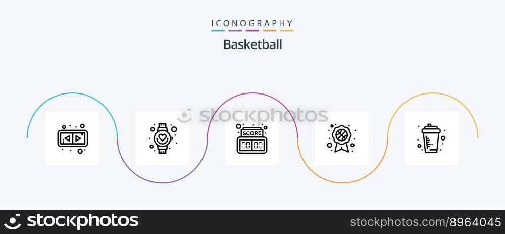 Basketball Line 5 Icon Pack Including sport. drink. digital. bottle. recognition badge