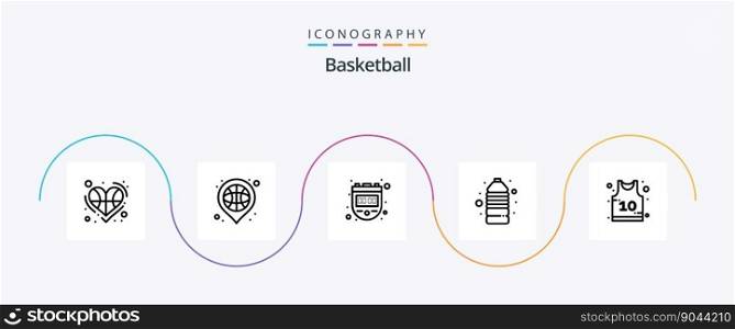 Basketball Line 5 Icon Pack Including sport. game. place. drink. timer