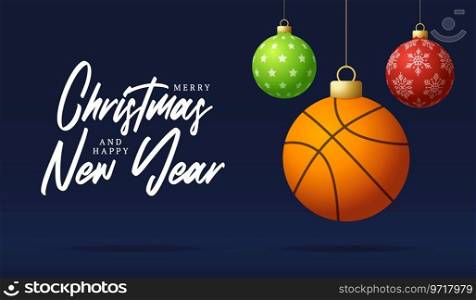 Basketball merry christmas and happy new year Vector Image