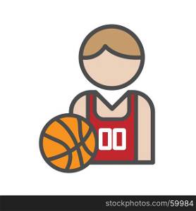 Basketball player avatar icon on white background