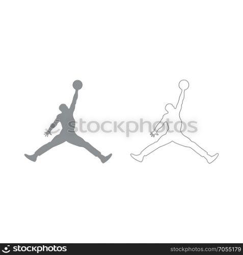 Basketball player set icon .