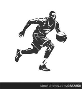 Basketball player silhouette. Vector illustration.