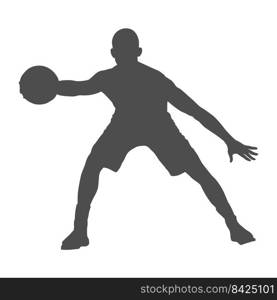 basketball player with a ball. Silhouette of an athlete with a ball. Flat style