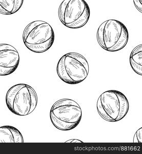 Basketball Seamless Pattern. Sketch Doodle Design. Vector Illustration.