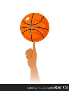 Basketball Skills Closeup Illustration. Basketball skills closeup including rotating ball with black lines on index finger on white background vector illustration