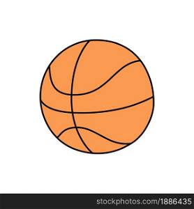Basketball. Sports ball sketch. Color icon. Vector freehand illustration.